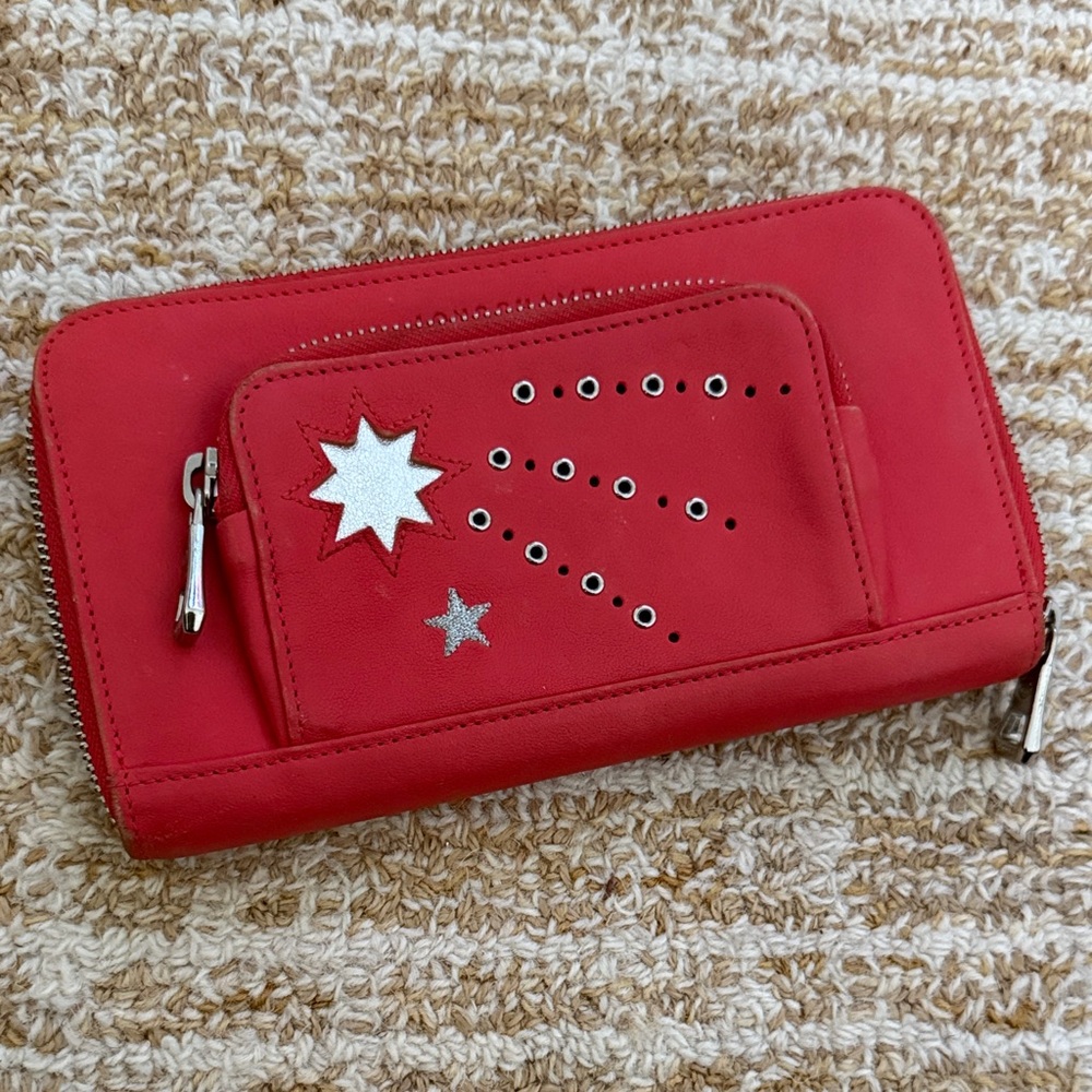 Longchamp Red Women's Wallet with Star Design